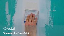  Presentation with hydrophobic - Cool new PPT layouts with drywall hydrophobic plasterboard in green plastering seam with trowel backdrop and a teal colored foreground