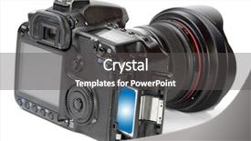 Presentation with computer memory - Beautiful presentation featuring dslr camera with inserted memory backdrop and a dark gray colored foreground