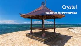  Presentation with bali nusa dua - Amazing PPT theme having dua beach in bali indonesia backdrop and a teal colored foreground