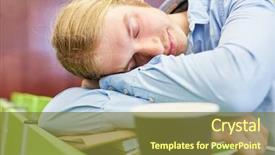  Presentation with university - Presentation design consisting of dual - tired and exhausted student sleeps background and a tawny brown colored foreground