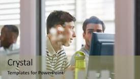  Presentation with learn - Slide deck consisting of dual - two students learn it background and a mint green colored foreground