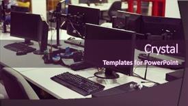  Presentation with computer software - Presentation theme featuring dual monitor screen and laptop background and a wine colored foreground