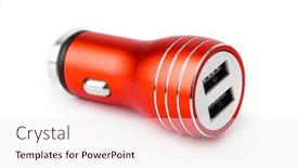  Presentation with car - Amazing slide deck having dual-usb-socket-car-charger backdrop and a sky blue colored foreground
