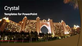  Presentation with dubai - Beautiful theme featuring dubai atlantis hotel at night backdrop and a black colored foreground