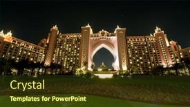  Presentation with dubai - PPT theme consisting of dubai-atlantis-hotel-at-night background and a tawny brown colored foreground