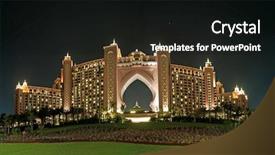  Presentation with dubai - PPT theme having dubai atlantis hotel panorama background and a black colored foreground