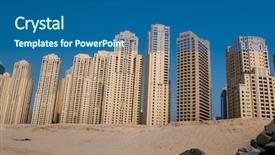  Presentation with apartments - Audience pleasing PPT theme consisting of dubai beachfront apartments backdrop and a ocean colored foreground