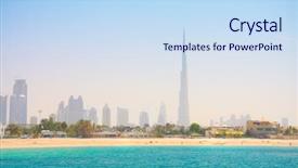  Presentation with dubai - Audience pleasing slides consisting of dubai beautiful beach and sea backdrop and a sky blue colored foreground