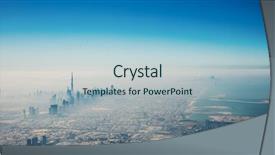  Presentation with city of chicago aerial view - Audience pleasing presentation consisting of dubai city in sunrise aerial backdrop and a light blue colored foreground