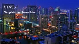  Presentation with dubai - Theme with dubai city scape night scene 2 background and a navy blue colored foreground