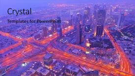  Presentation with dubai - Beautiful presentation design featuring dubai city skyline main road backdrop and a light blue colored foreground
