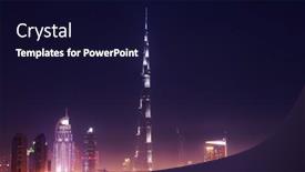  Presentation with khalifa - Theme having dubai-downtown-with-burj-khalifa background and a navy blue colored foreground