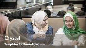  Presentation with iftar - Beautiful theme featuring dubai food - muslim girls at restaurant having backdrop and a gray colored foreground