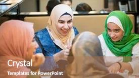  Presentation with iftar - Cool new theme with dubai food - muslim girls at restaurant having backdrop and a coral colored foreground
