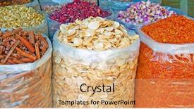  Presentation with spices - Audience pleasing presentation theme consisting of dubai food - sacks of spices backdrop and a coral colored foreground