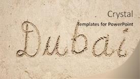  Presentation with designs - Audience pleasing presentation design consisting of dubai handwritten in sand for natural symbol tourism or conceptual designs backdrop and a lemonade colored foreground