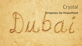  Presentation with designs - Amazing presentation theme having dubai handwritten in sand for natural symbol tourism or conceptual designs backdrop and a lemonade colored foreground