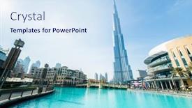  Presentation with khalifa - Presentation theme consisting of dubai-january-10-2015-burj background and a sky blue colored foreground