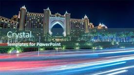  Presentation with dubai palm - PPT theme having dubai-january-8-2015-atlantis background and a ocean colored foreground