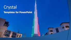  Presentation with khalifa - PPT layouts enhanced with dubai-january-9-2015-burj background and a cobalt blue colored foreground