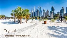  Presentation with marina - PPT layouts with dubai-jumeirah-beach-with-marina background and a cream colored foreground