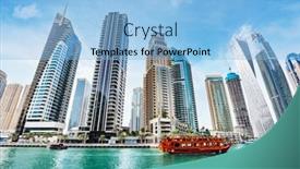  Presentation with marina - Presentation theme enhanced with dubai-marina-and-tourist-traditional background and a light blue colored foreground