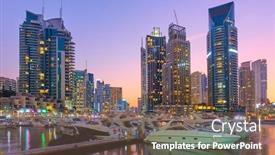  Presentation with marina - PPT layouts having dubai-marina-at-sunset-illuminated background and a violet colored foreground