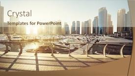  Presentation with dubai - Theme enhanced with dubai-marina-at-sunset-united background and a cream colored foreground