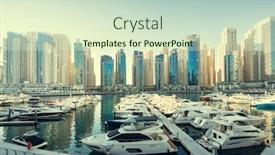  Presentation with marina - Amazing PPT theme having dubai marina at sunset united backdrop and a soft green colored foreground