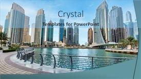  Presentation with uae - Slide set with dubai-marina-promenade-in-uae background and a light blue colored foreground