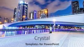  Presentation with marina - Theme enhanced with dubai-marina-promenade-in-uae background and a light blue colored foreground