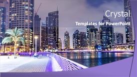  Presentation with marina - Slide deck consisting of dubai-marina-promenade-in-uae background and a ocean colored foreground