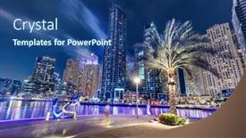 Presentation with rise - Theme with dubai-marina-promenade-in-uae background and a ocean colored foreground