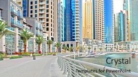  Presentation with marina - Cool new PPT theme with dubai marina promenade backdrop and a light gray colored foreground