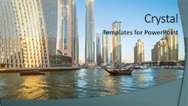  Presentation with panoramic - Theme having dubai marina united arab emirates background and a light blue colored foreground