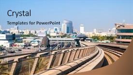 Presentation with uae - Cool new theme with dubai metro day view backdrop and a light blue colored foreground