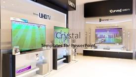  Presentation with electronics devices - Presentation theme enhanced with dubai-october-15-2014-interior background and a coral colored foreground