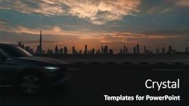  Presentation with luxury car - Presentation theme enhanced with dubai-over-sunset background and a  colored foreground