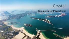 Presentation with dubai palm - PPT theme featuring dubai-palm-jumeirah-island-aerial background and a light blue colored foreground