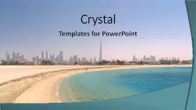  Presentation with dubai - Presentation enhanced with dubai panorama of beautiful beach background and a light blue colored foreground