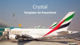  Presentation with emirates airlines - Presentation theme having dubai-september-29-planes-preparing background and a teal colored foreground