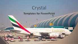  Presentation with emirates airlines - Presentation enhanced with dubai-september-29-planes-preparing background and a light blue colored foreground