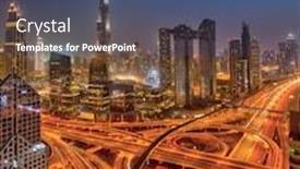  Presentation with traffic road - Amazing PPT layouts having dubai-skyline-during-sunrise backdrop and a ocean colored foreground
