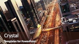  Presentation with dubai - Colorful presentation enhanced with dubai skyline in sunset time backdrop and a tawny brown colored foreground