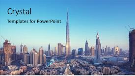  Presentation with arab - Colorful presentation theme enhanced with dubai skyline united arab emirates backdrop and a light blue colored foreground