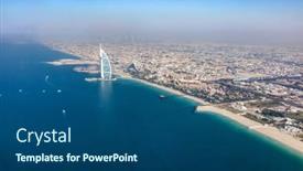  Presentation with uae - Slide set consisting of dubai-uae-aerial-view background and a  colored foreground