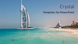  Presentation with uae - Slide deck consisting of dubai-uae-april-05 background and a teal colored foreground