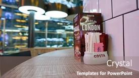  Presentation with starbucks - Presentation with dubai-uae-april-08-2016 background and a gray colored foreground