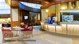  Presentation with airport lounge - Slide set enhanced with dubai-uae-april-18-2014 background and a coral colored foreground