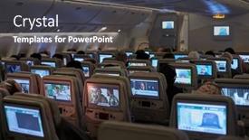  Presentation with aircraft cabin - PPT layouts featuring dubai-uae-circa-2018-passanger background and a  colored foreground